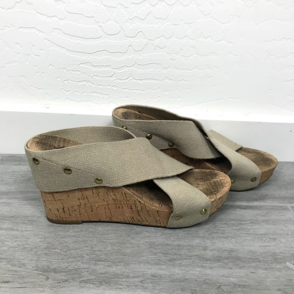 Lucky Brand Burlp Strap Cork Wedges 6.5 - Picture 1 of 7